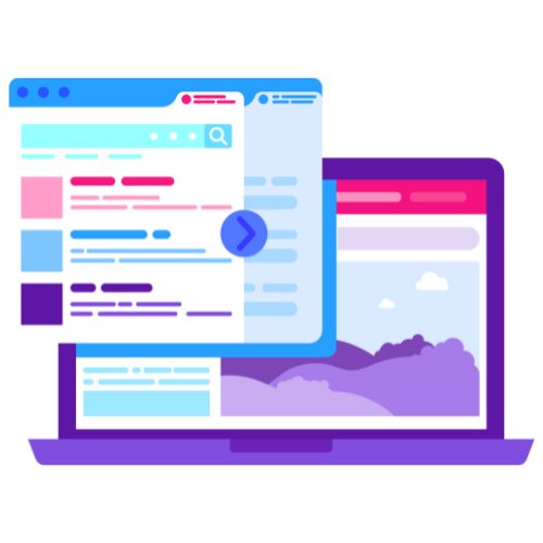 Modernes Webdesign-Interface mit farbigen Elementen für Desktop-Webseiten