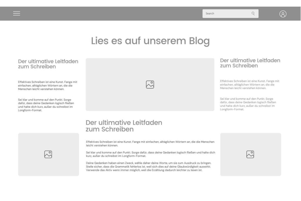 Ein Website-Template in Grau.