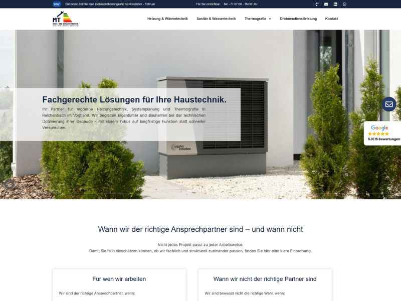 Ein Screenshot unseres Webdesign Projekts tobias-haustechnik.de
