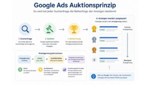 Google Ads Auktionsprinzip als schematische Darstellung.