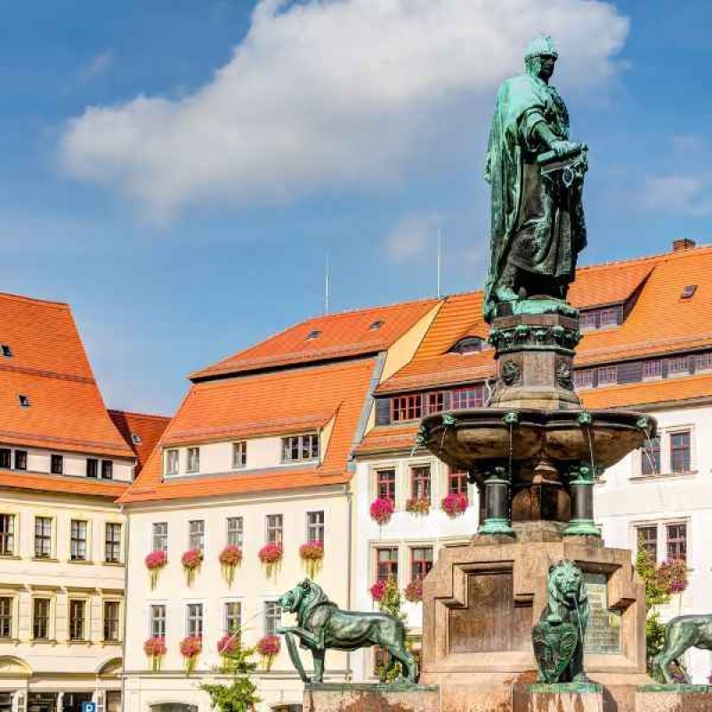 Ein Stadtbild der Stadt Freiberg.