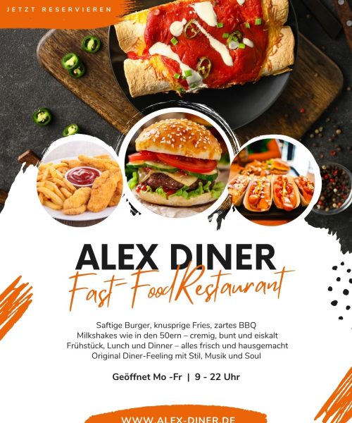 Die Startseite von Alex Diner.