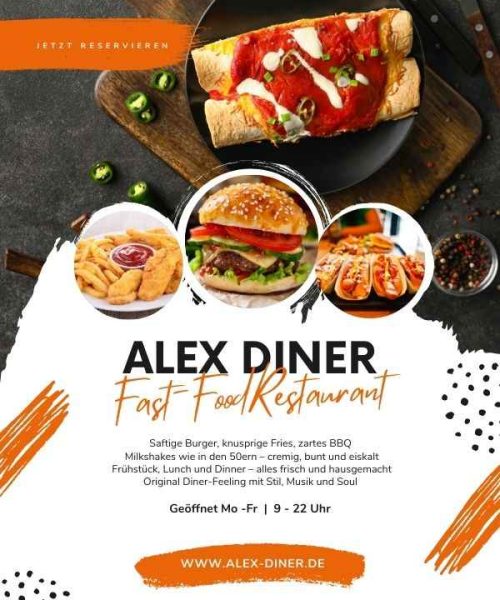 Die Startseite von Alex Diner.