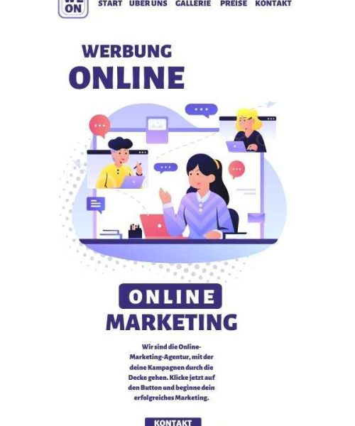 Startseite einer Online Marketing Agentur.