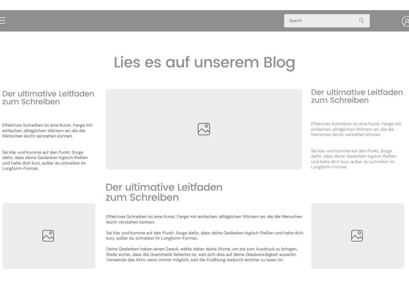 Ein Website-Template in Grau.