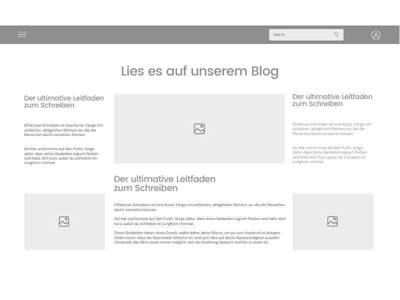 Ein Website-Template in Grau.